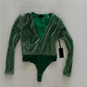 Never worn green embellished bodysuit from the brand H:ours on revolve